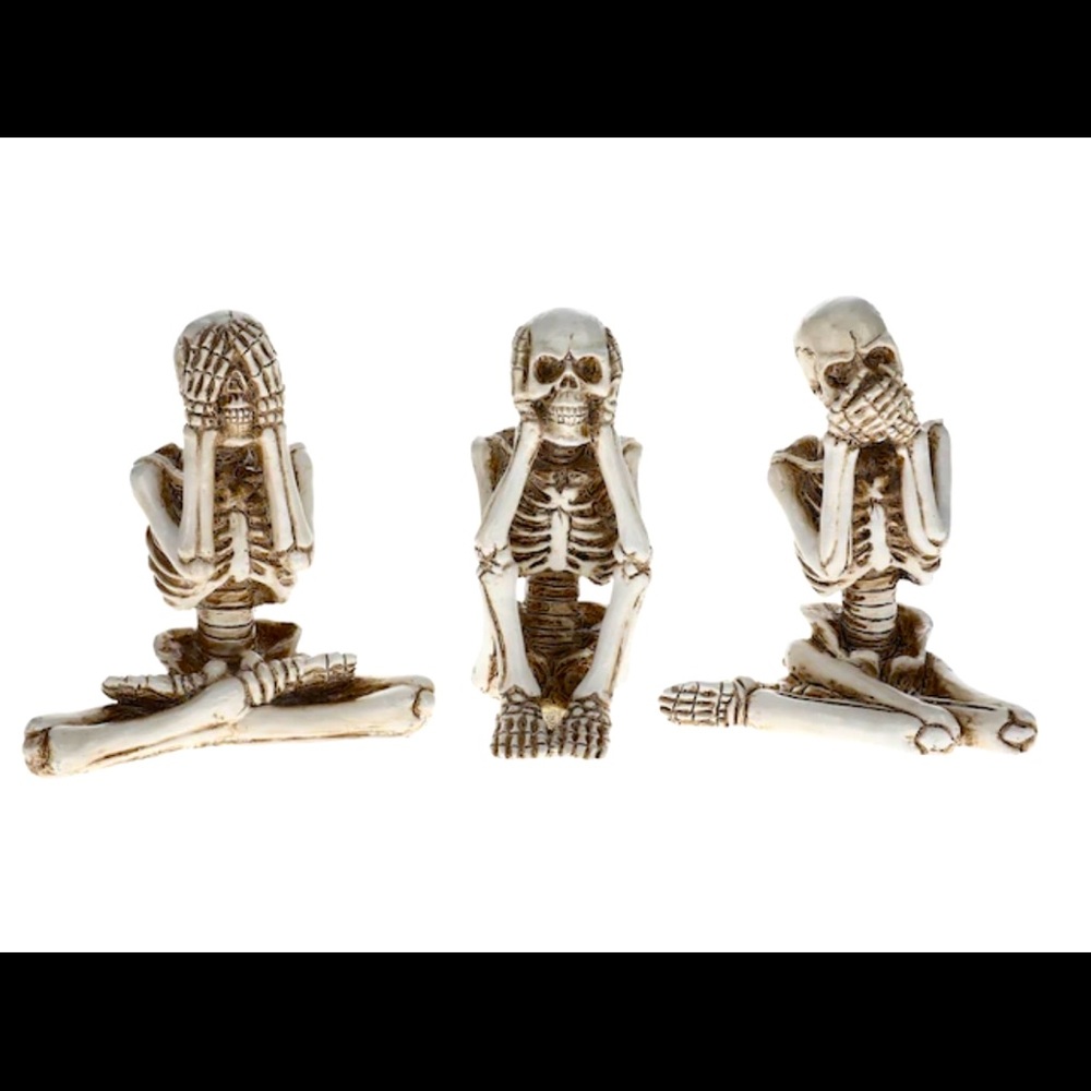 See no evil, hear no evil, speak no evil skeletons